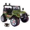 12v Electric Powered 4x4 Green Two Seater Jungle Jeep