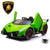 2 Seat Green Kids Lamborghini 24v 4WD w/ Remote & Leather Seats